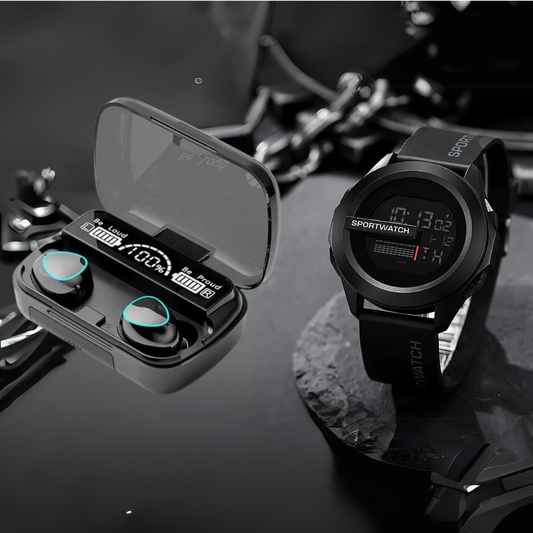 combo tactico audifonos bluetof + reloj sportwatch milicia